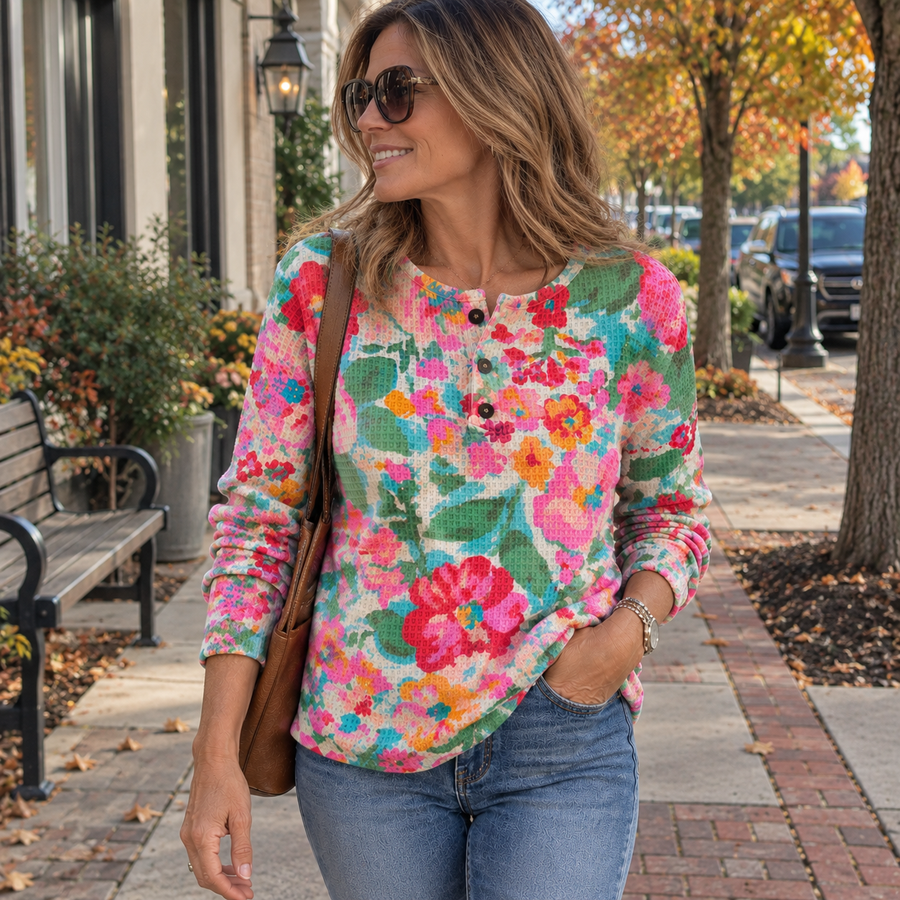 Maja | Soft Sweater with Colorful Flowers