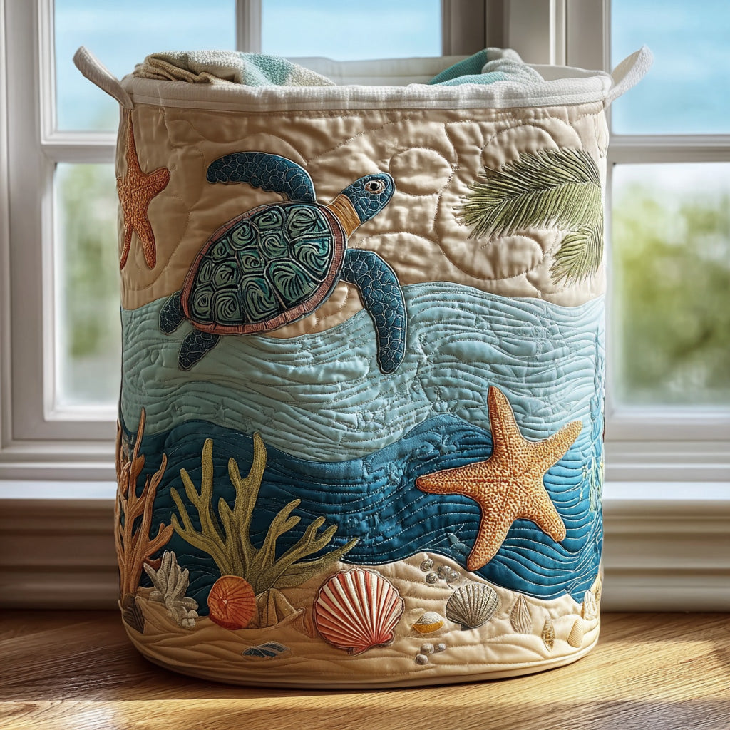 Coral Coastal Harmony Laundry Hamper