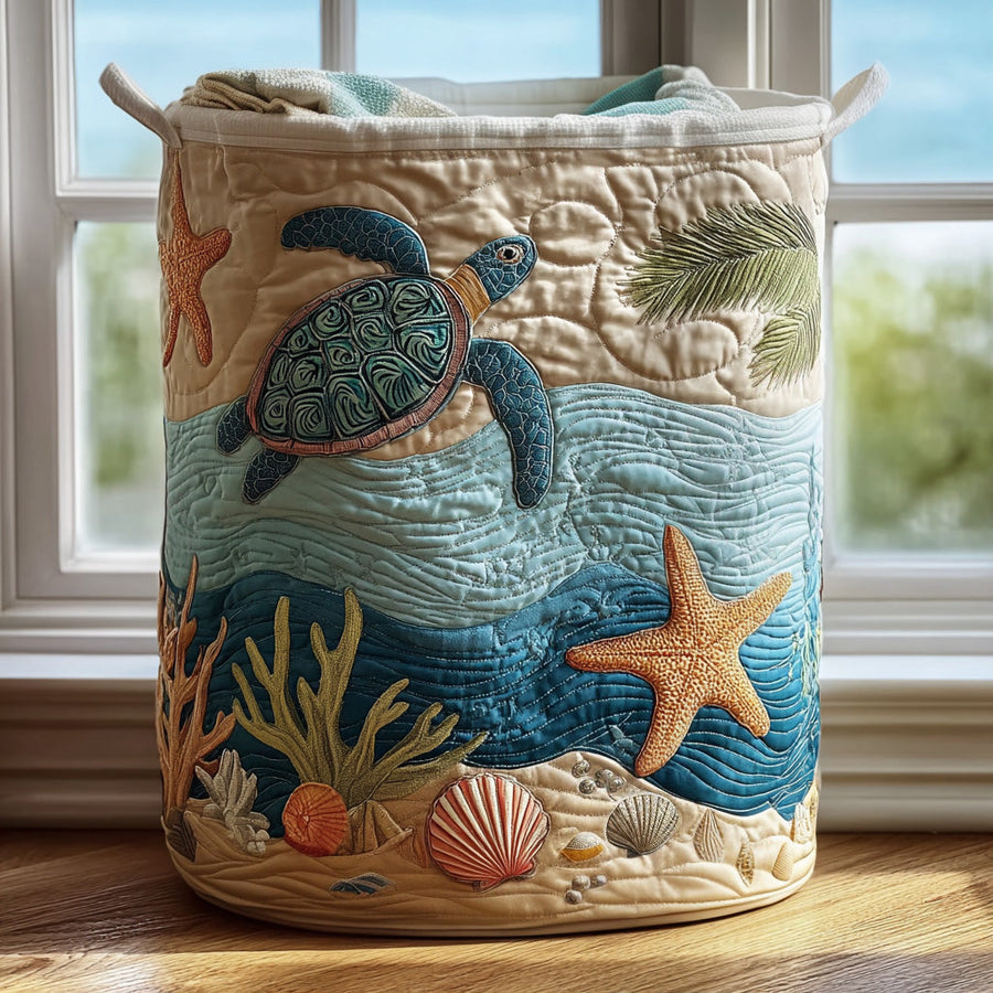 Coral Coastal Harmony Laundry Hamper