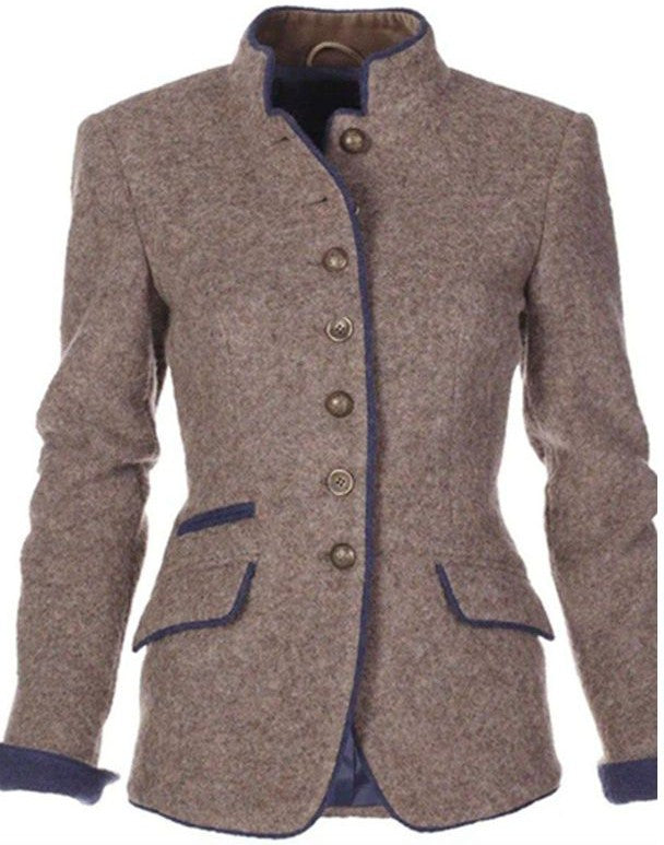 Women's Cardigan with Long Sleeves and Collarless Design