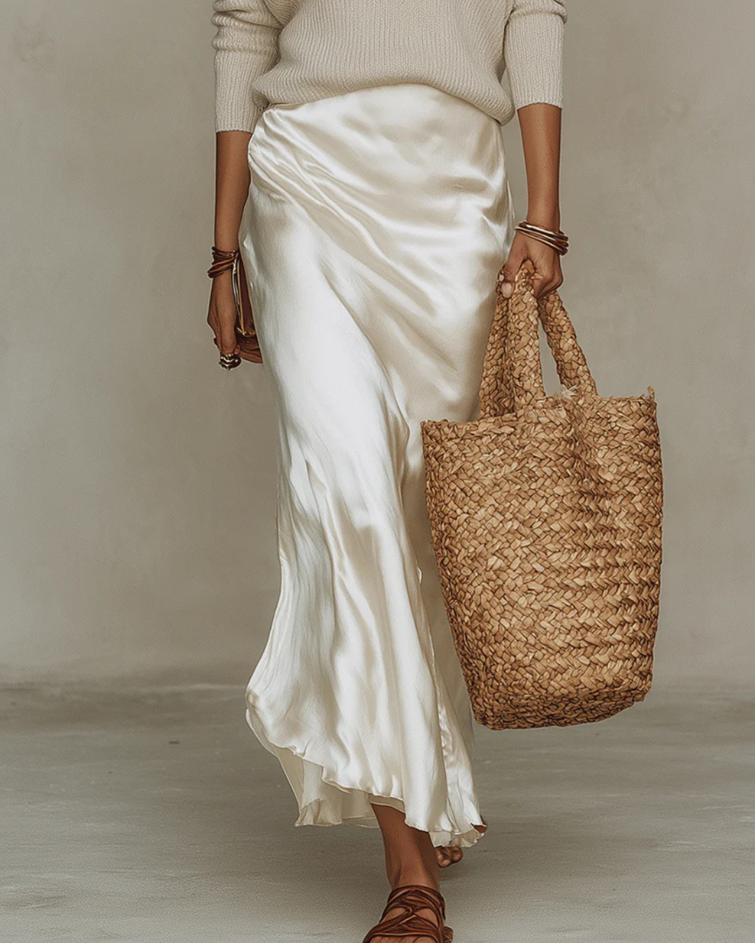 Carol - Silk Slip Dress & Knit Set