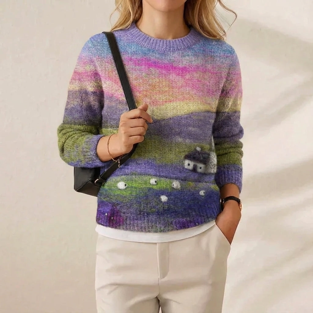 Cotton Sweater Rainbow Farm with Sheep