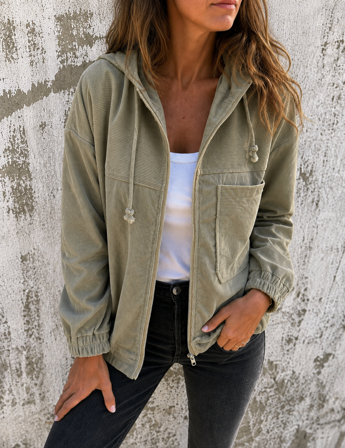 Natalie | Corduroy Hooded Jacket