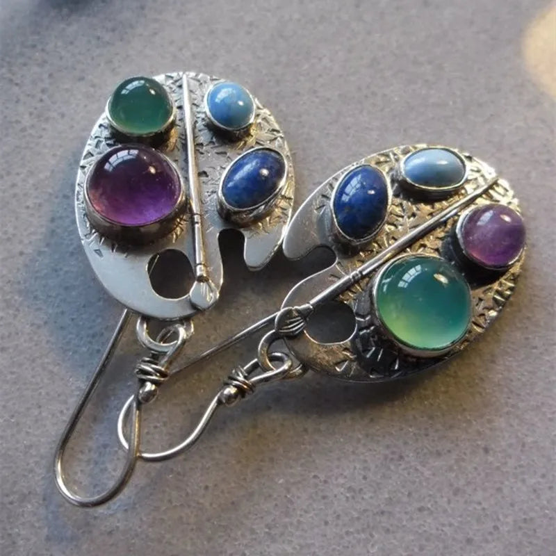 Artist Palette Gemstone Drop Earrings