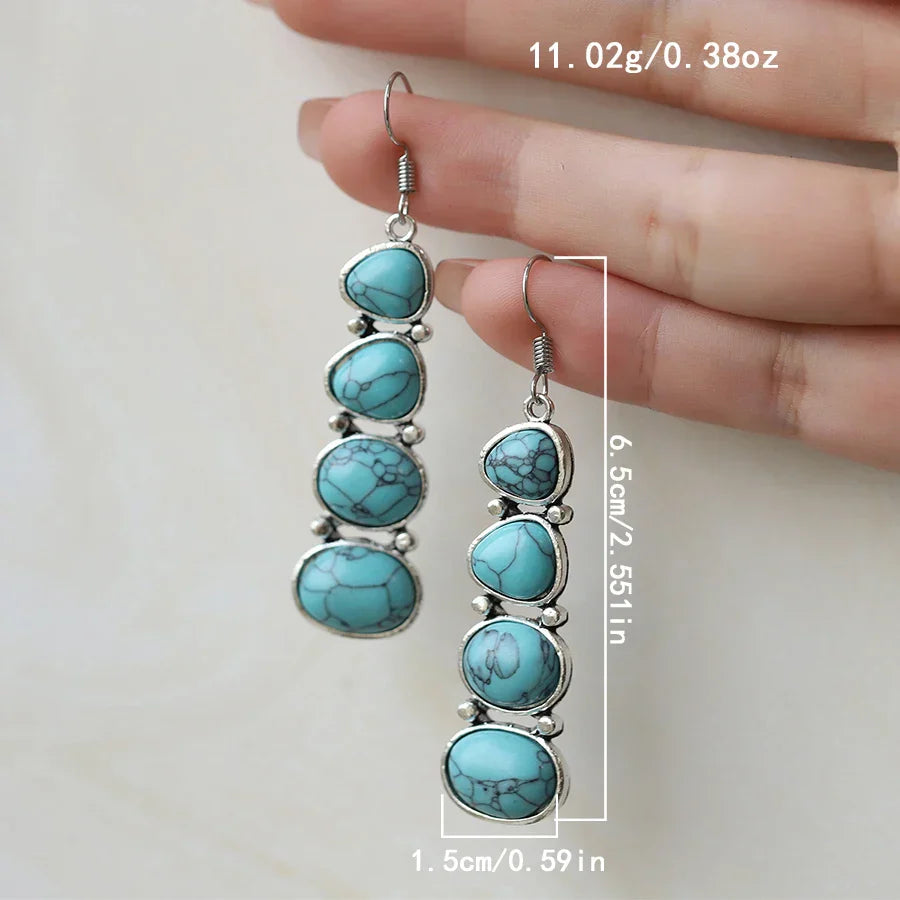 Vintage Turquoise Statement Drop Earrings