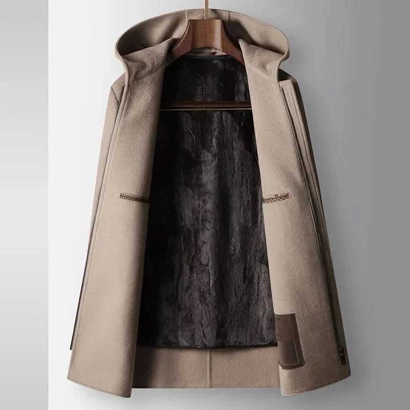 100% WOOLEN HOODED COAT