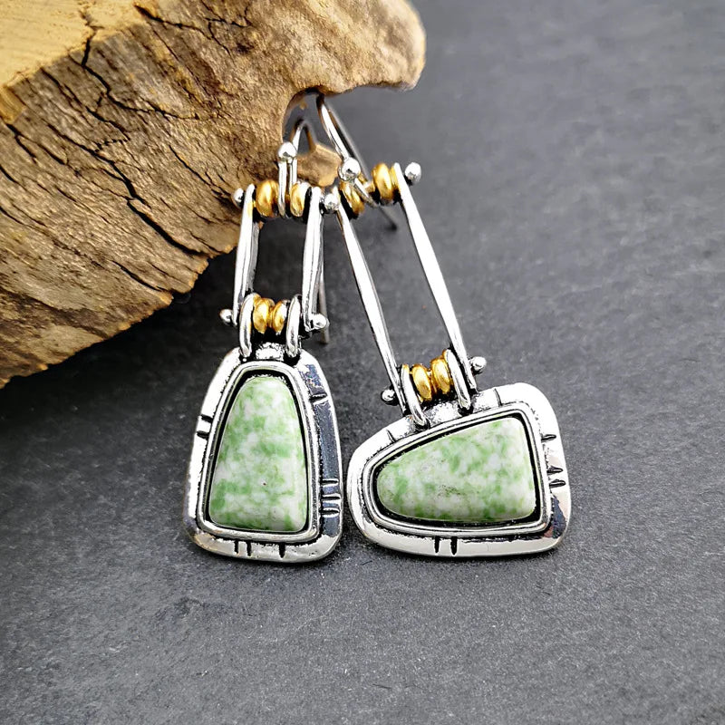Handcrafted Turquoise Silver Drop Earrings