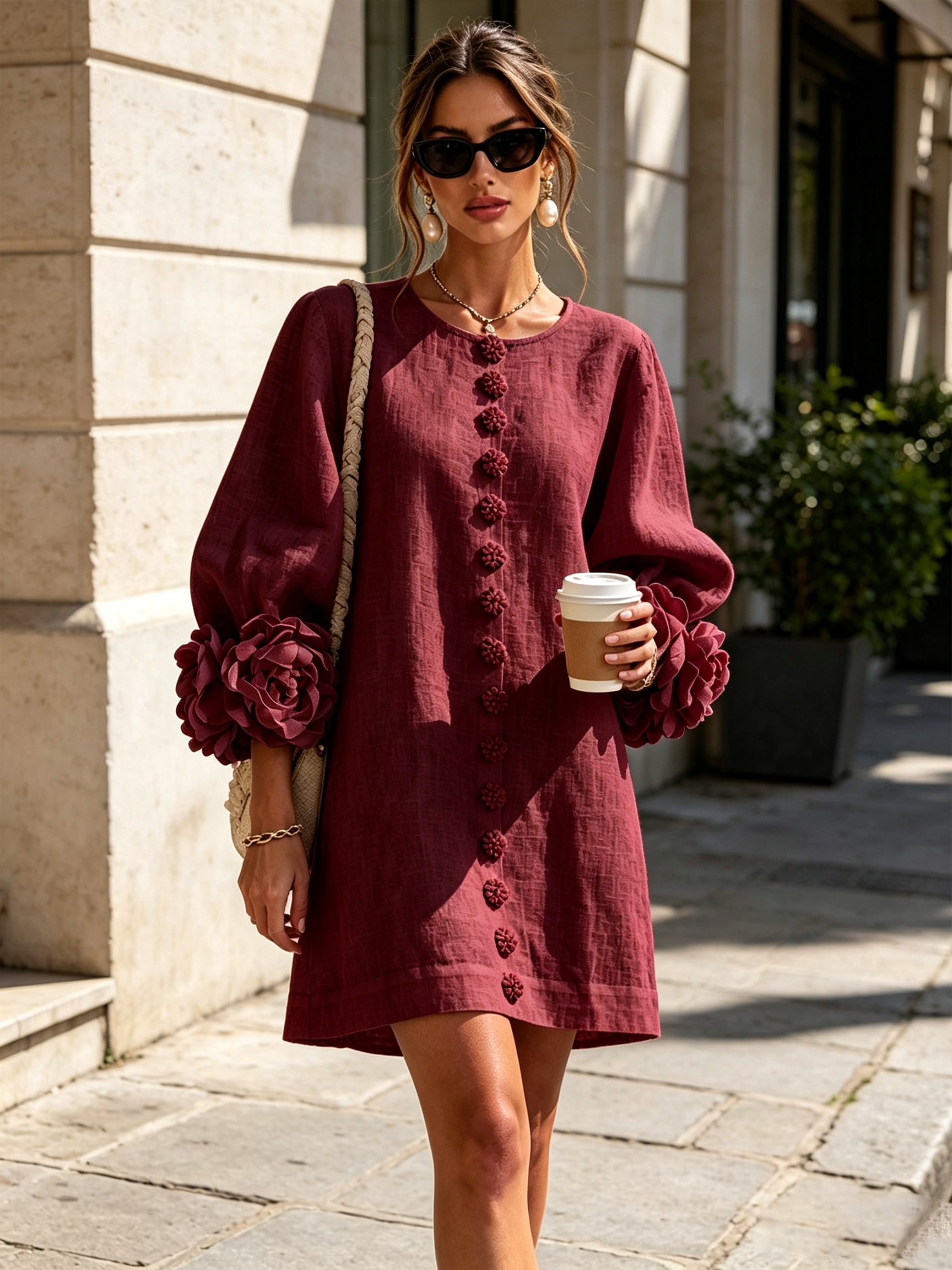 Floral Button-down Mini Dress