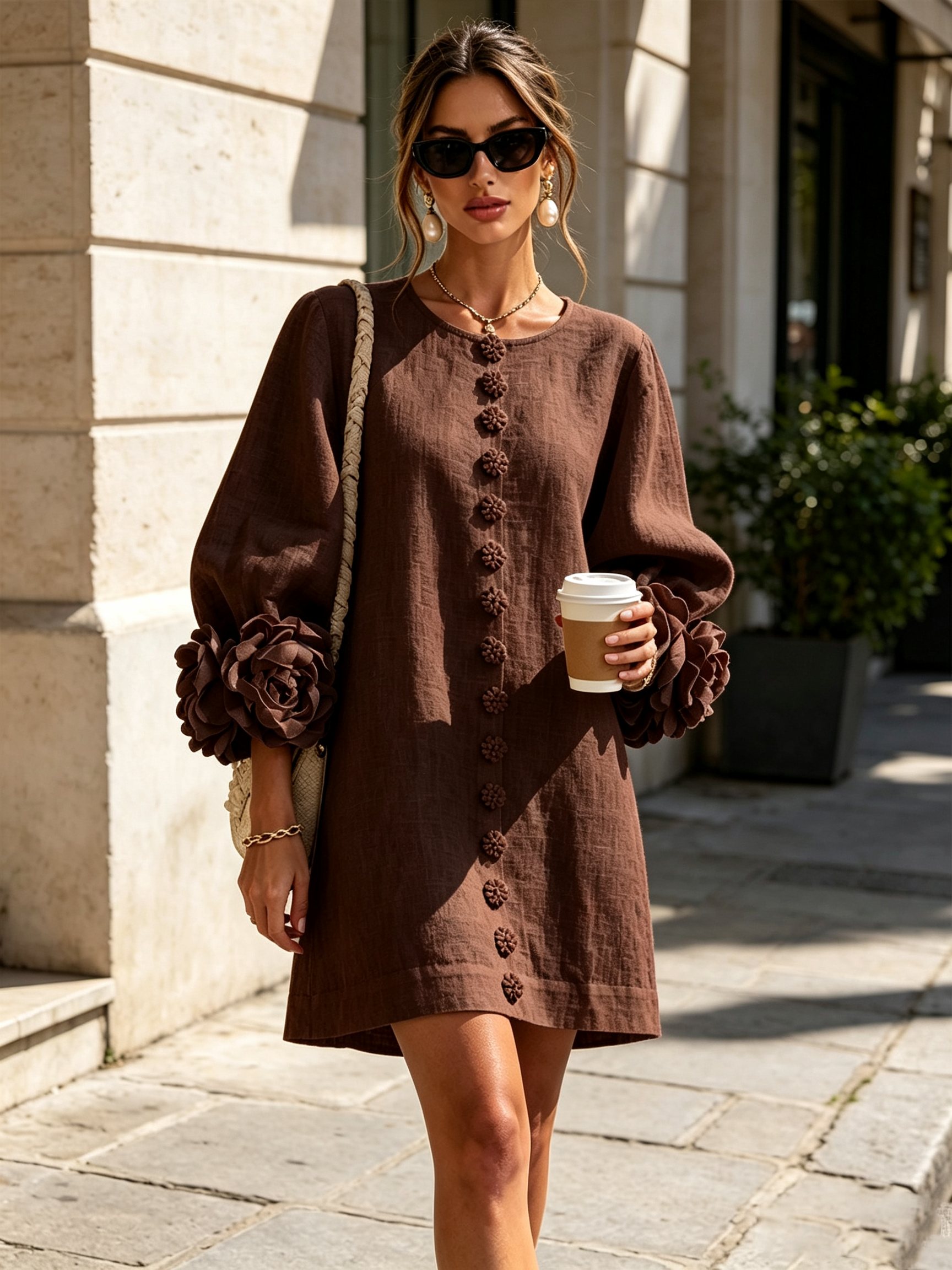 Floral Button-down Mini Dress