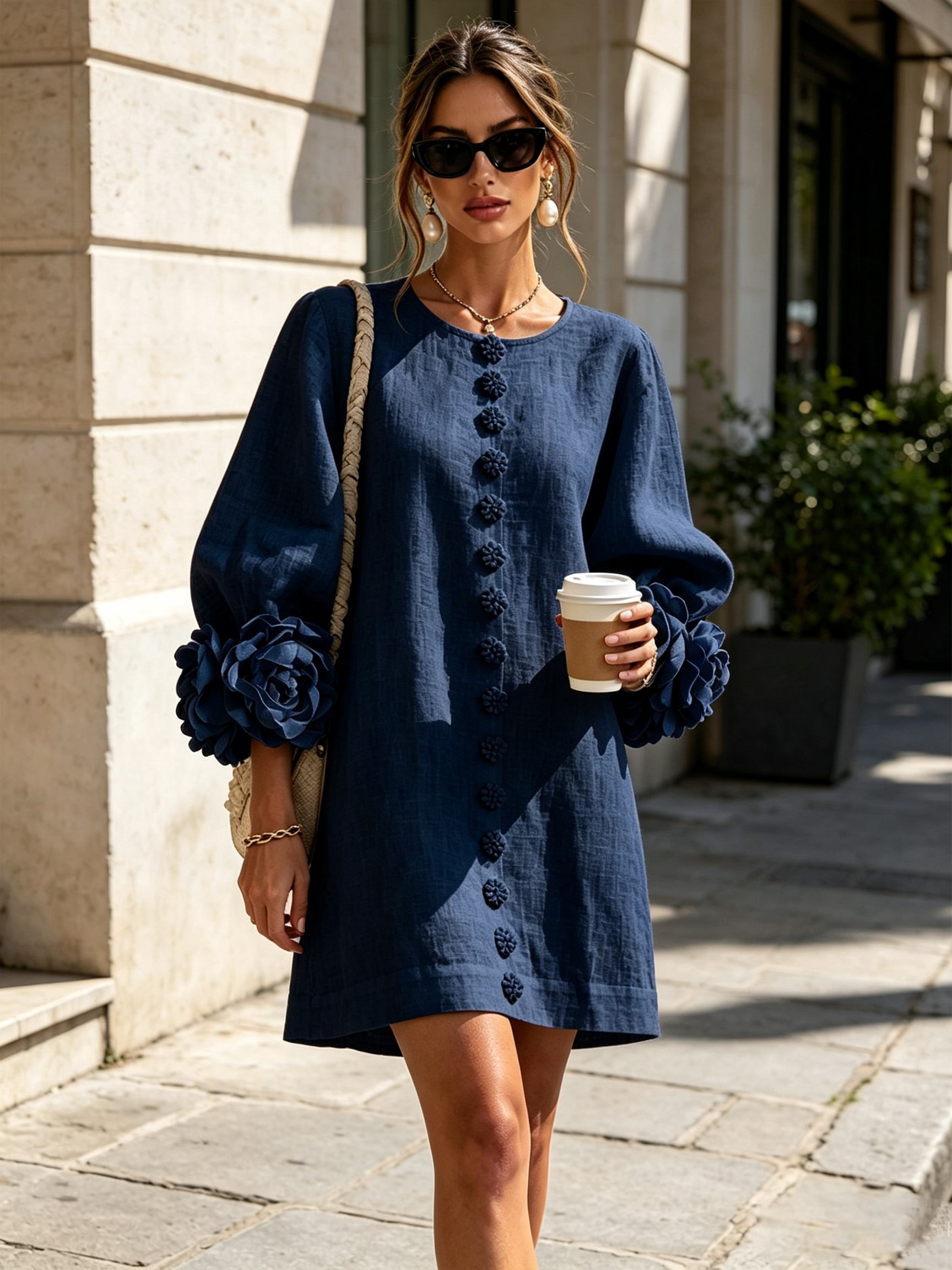 Floral Button-down Mini Dress