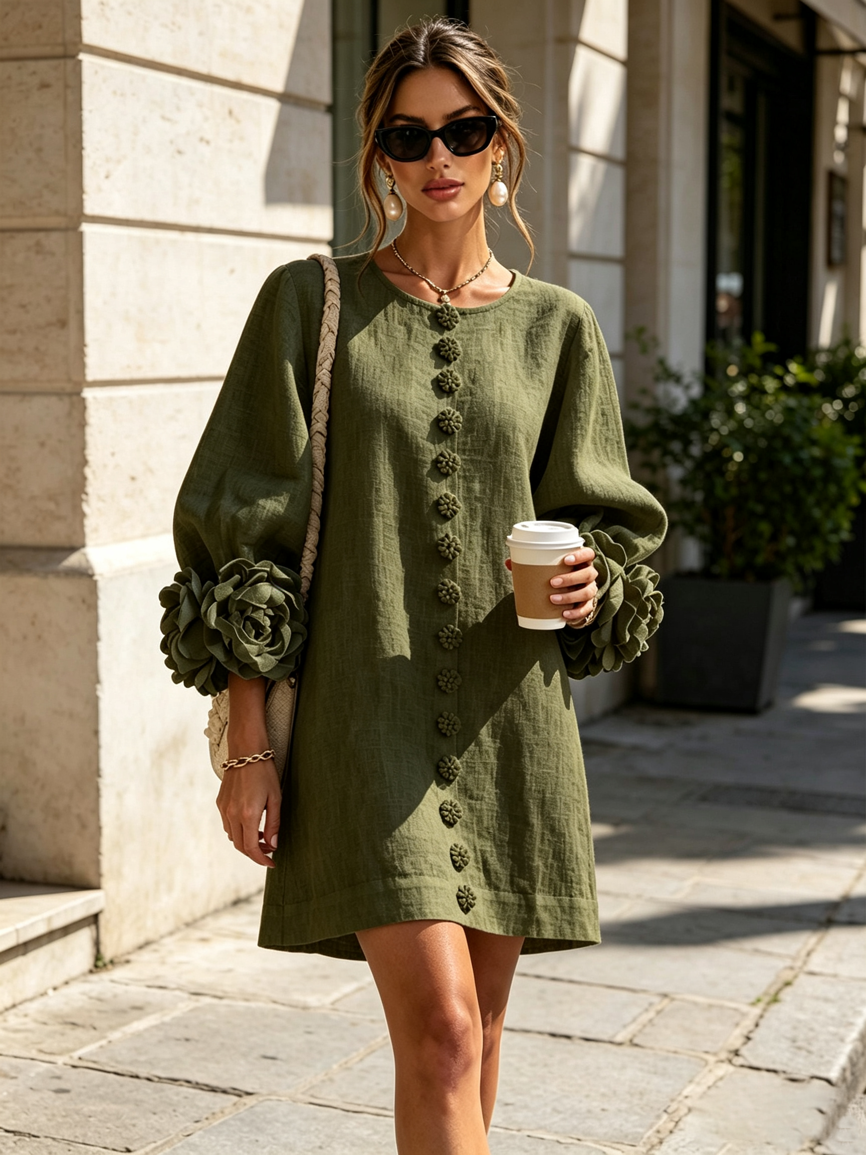 Floral Button-down Mini Dress