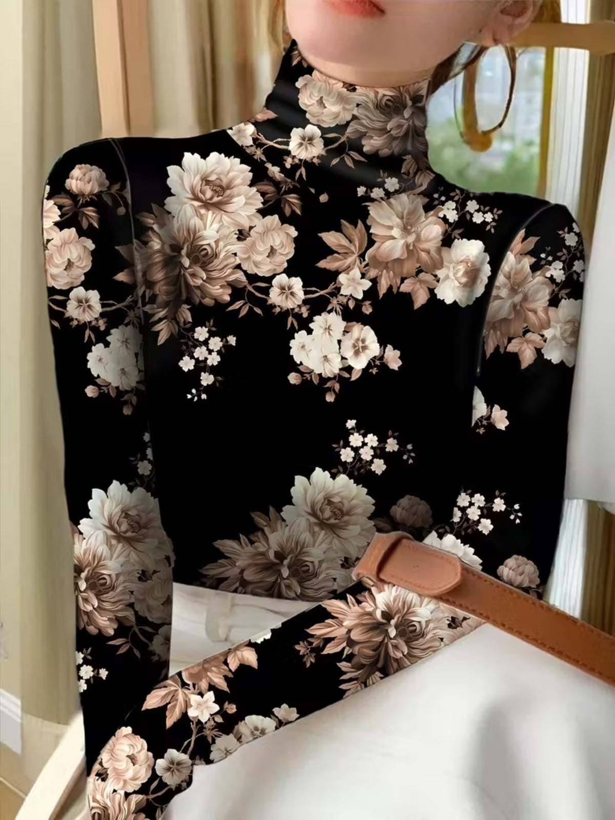 Isadora | Floral High-Neck Turtleneck