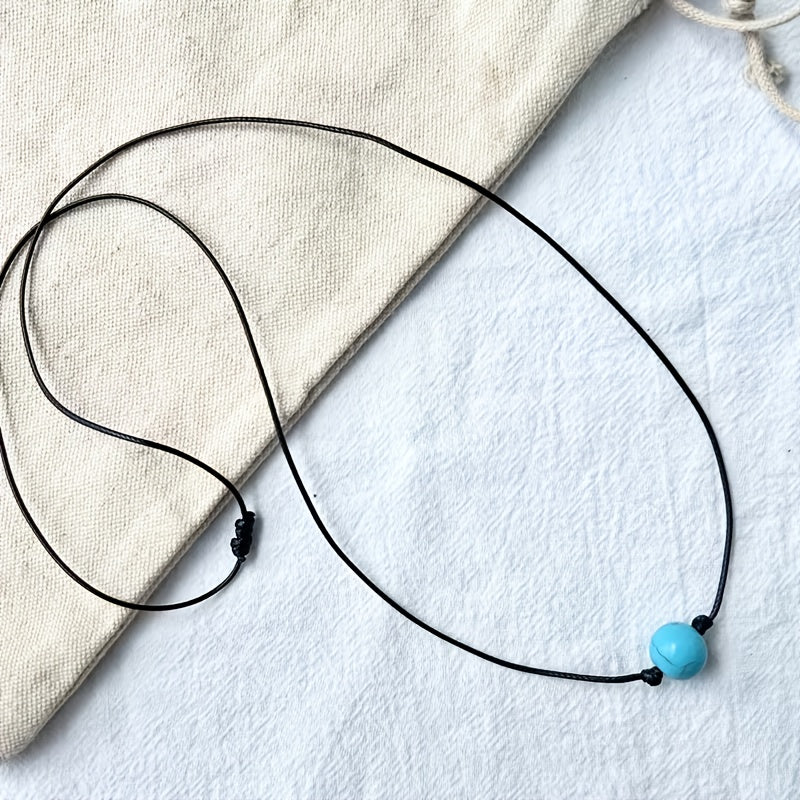 Bohemian Turquoise Stone Bead Adjustable Necklace