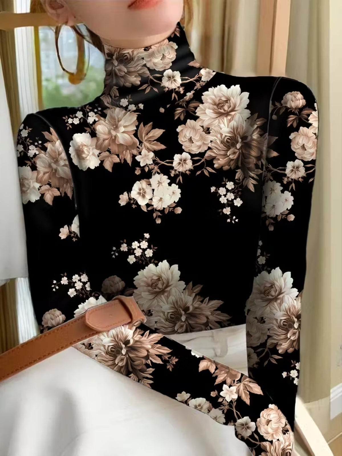 Isadora | Floral High-Neck Turtleneck