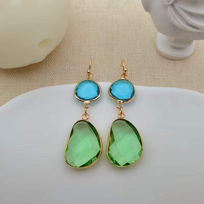 Gold Peridot Minimalist Drop Earrings