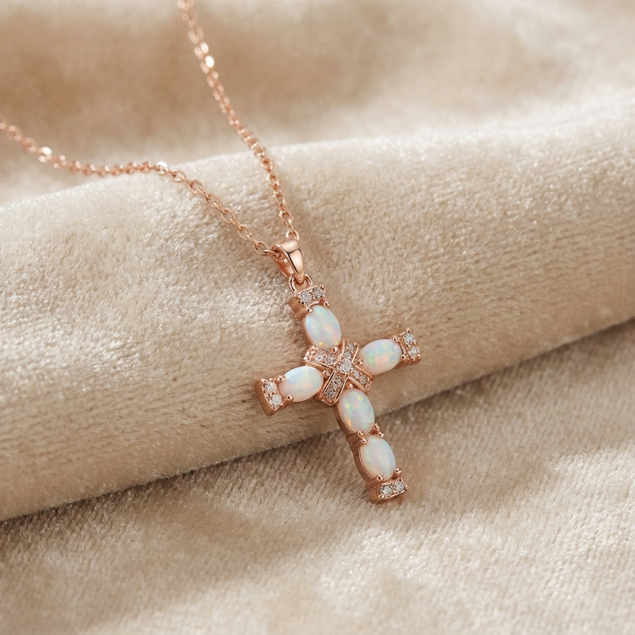 Opal Cross Necklace
