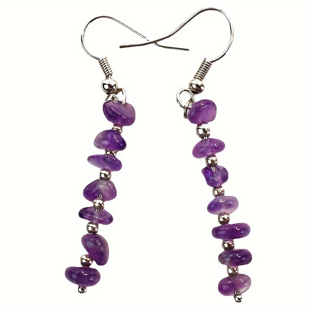 Boho Colorful Natural Gemstone Drop Earrings
