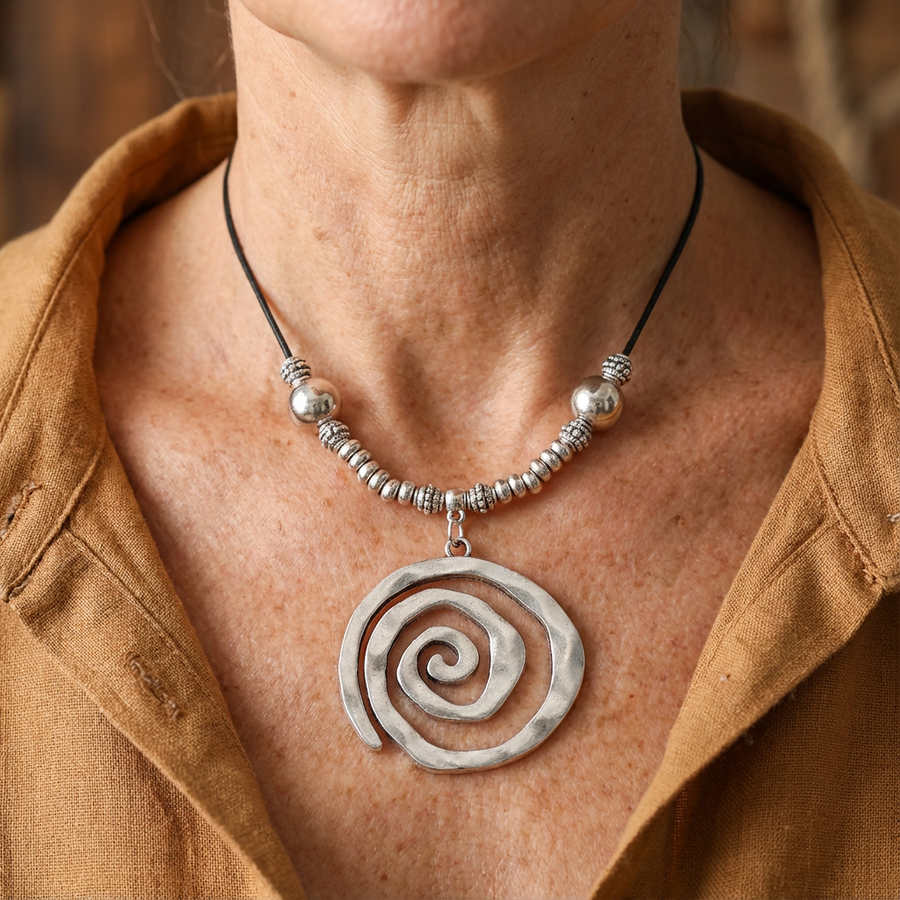 Bohemian Spiral Necklace and Earrings Set