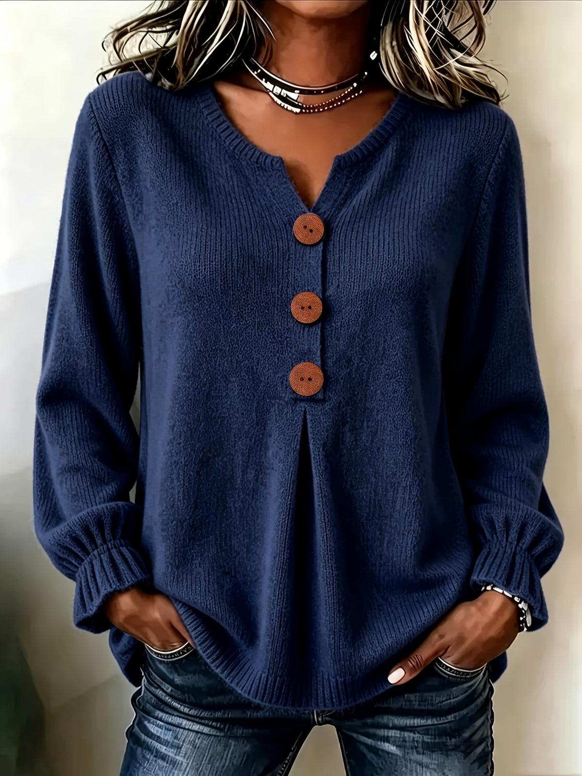 Cozy Pullover with Bell and Long Sleeves