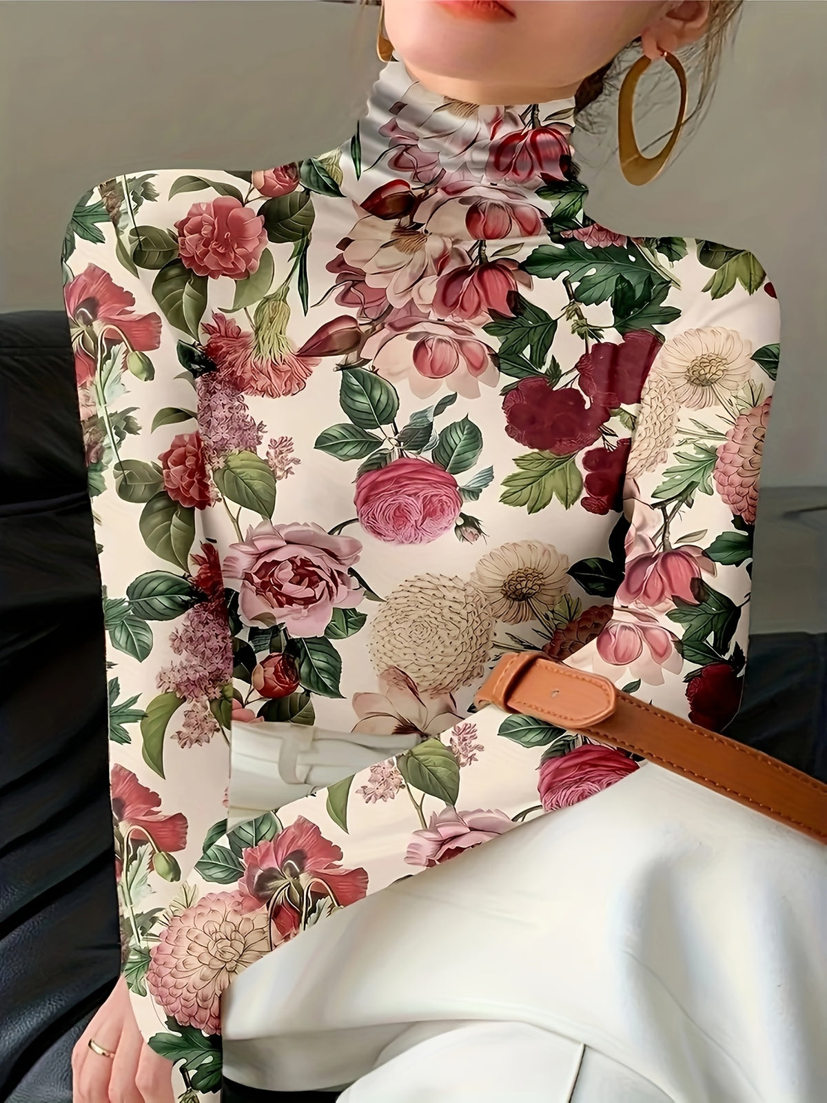 Rosalind | Floral High-Neck Turtleneck