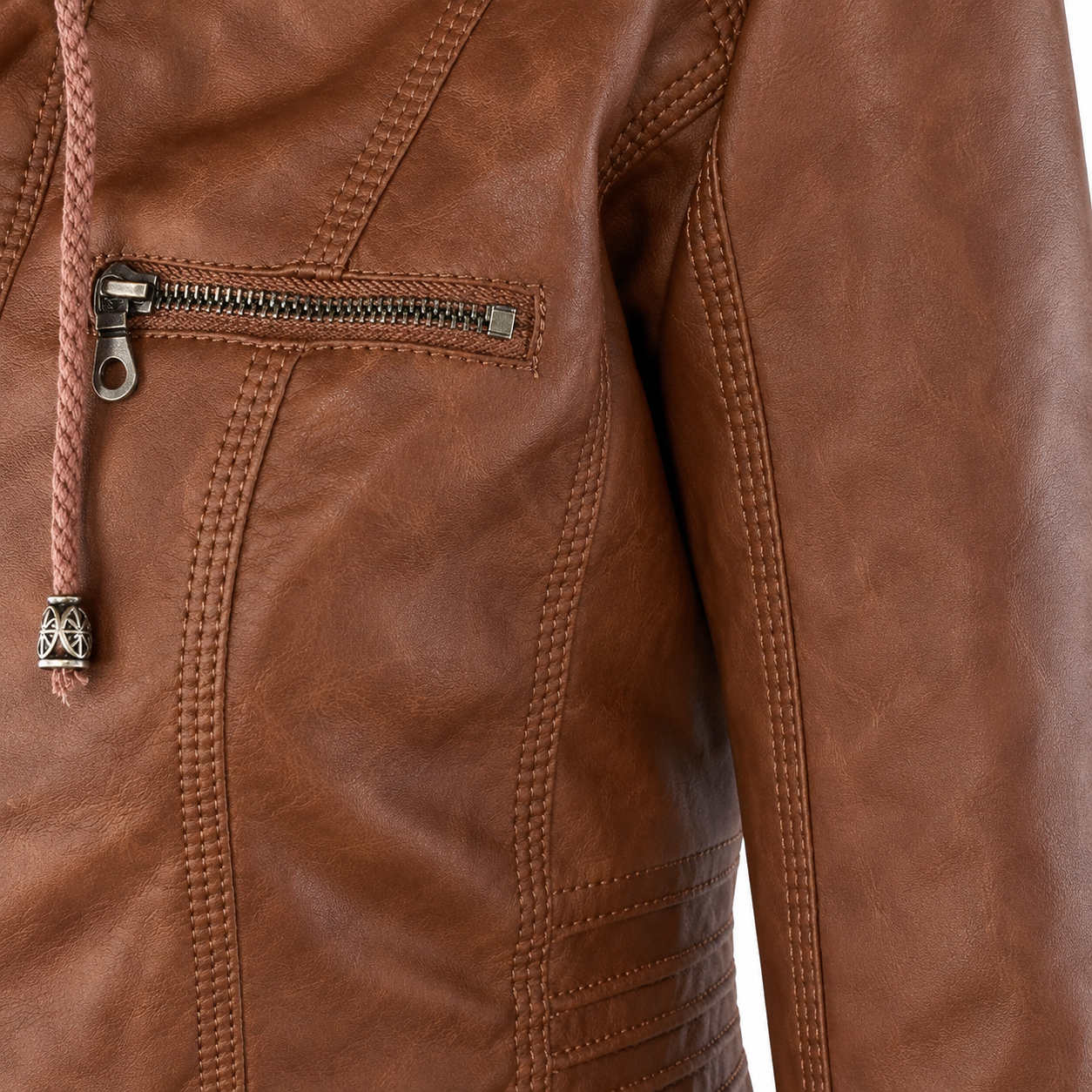 Diane | Leather Jacket with Hood