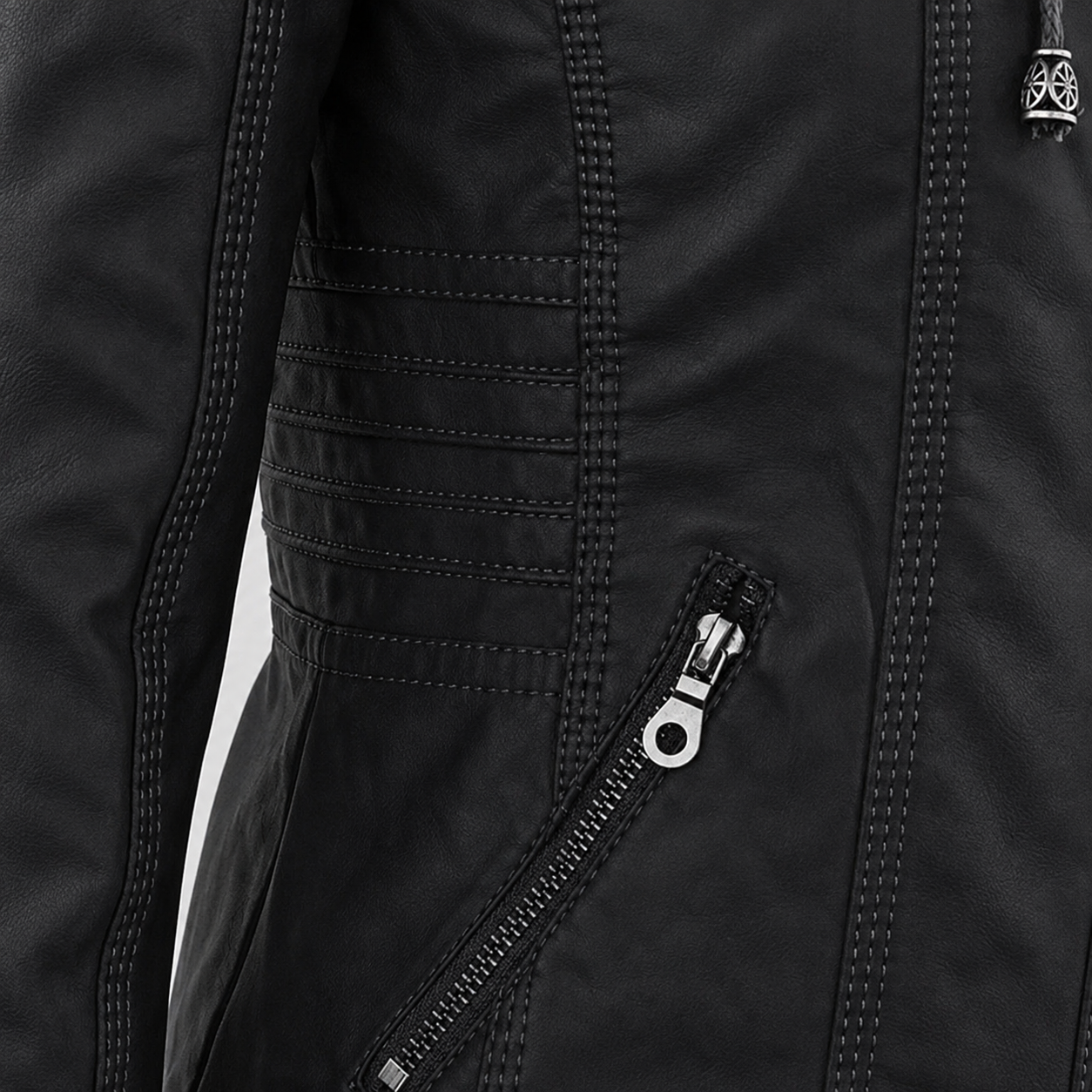 Diane | Leather Jacket with Hood
