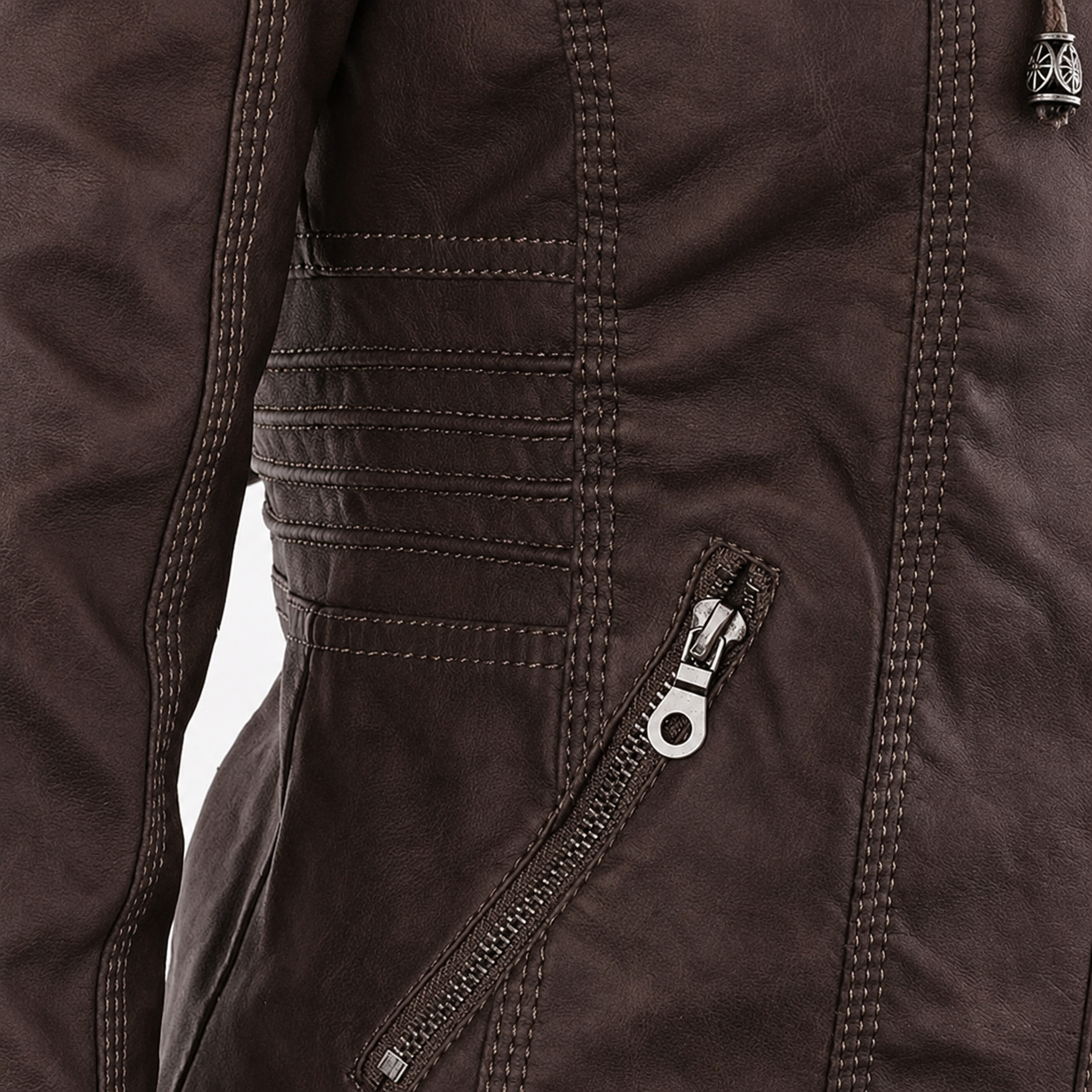 Diane | Leather Jacket with Hood
