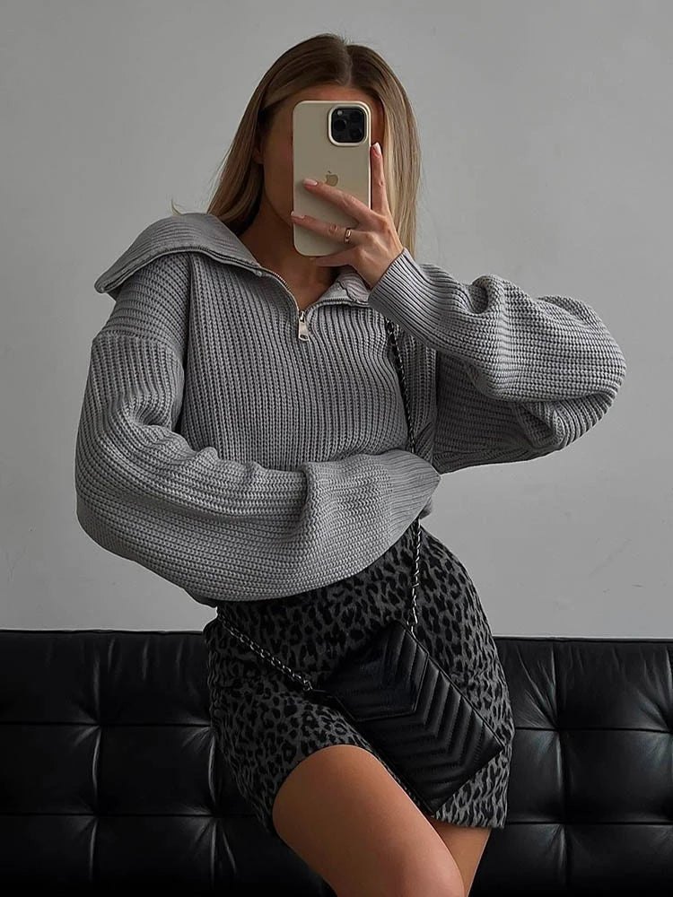 Ava Zip-Collar Knit