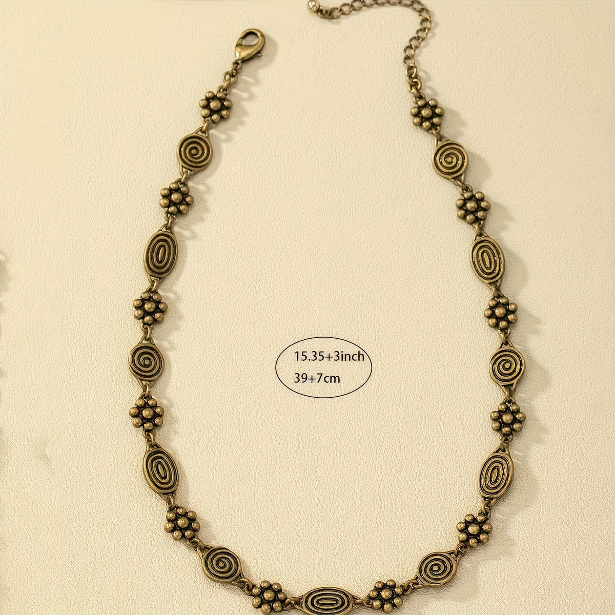 Bohemian Floral Swirl Spiral Pattern Short Choker Necklace