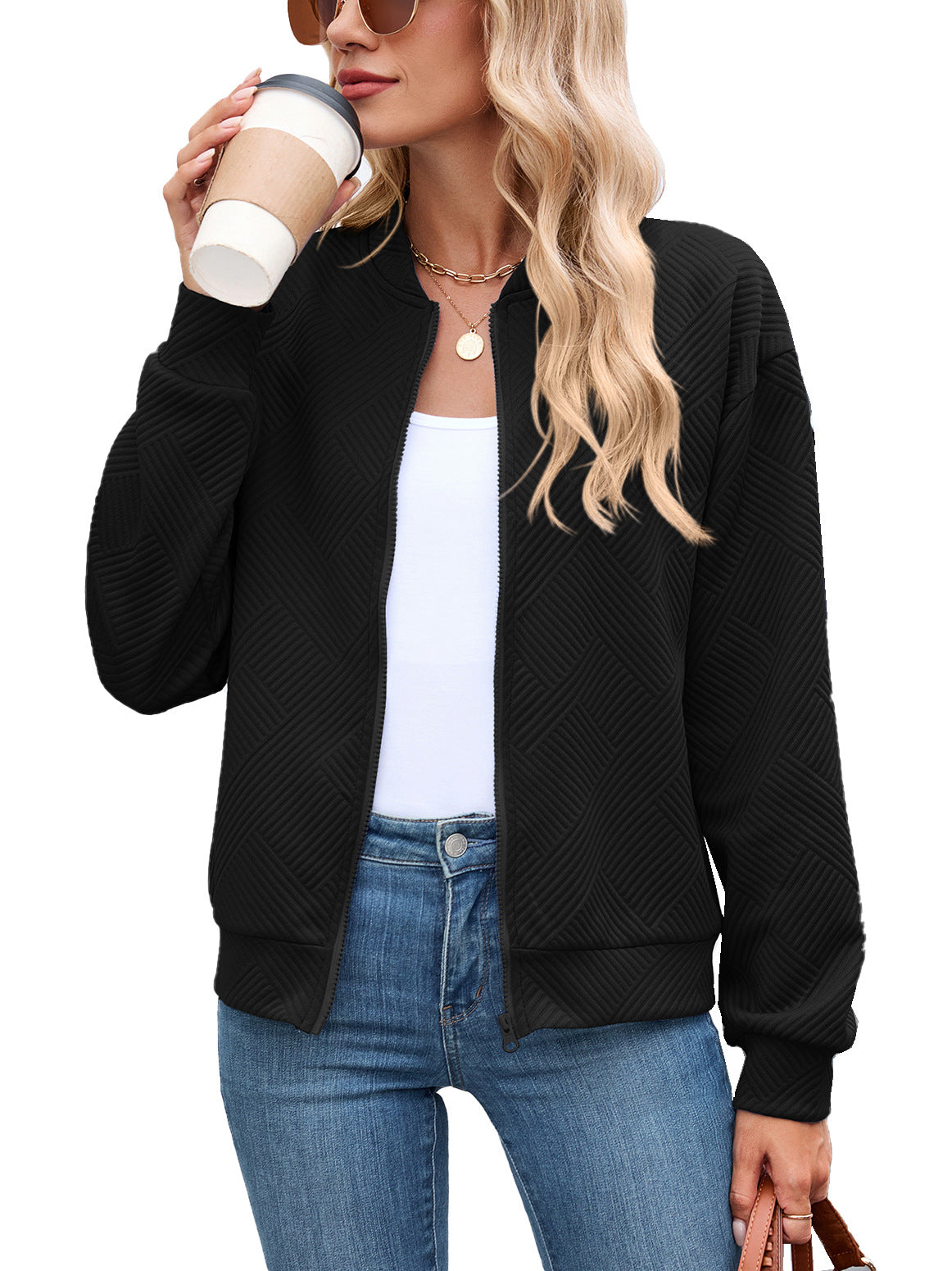 Harper | Women's Zip-Up Long Sleeve Bomber Jacket