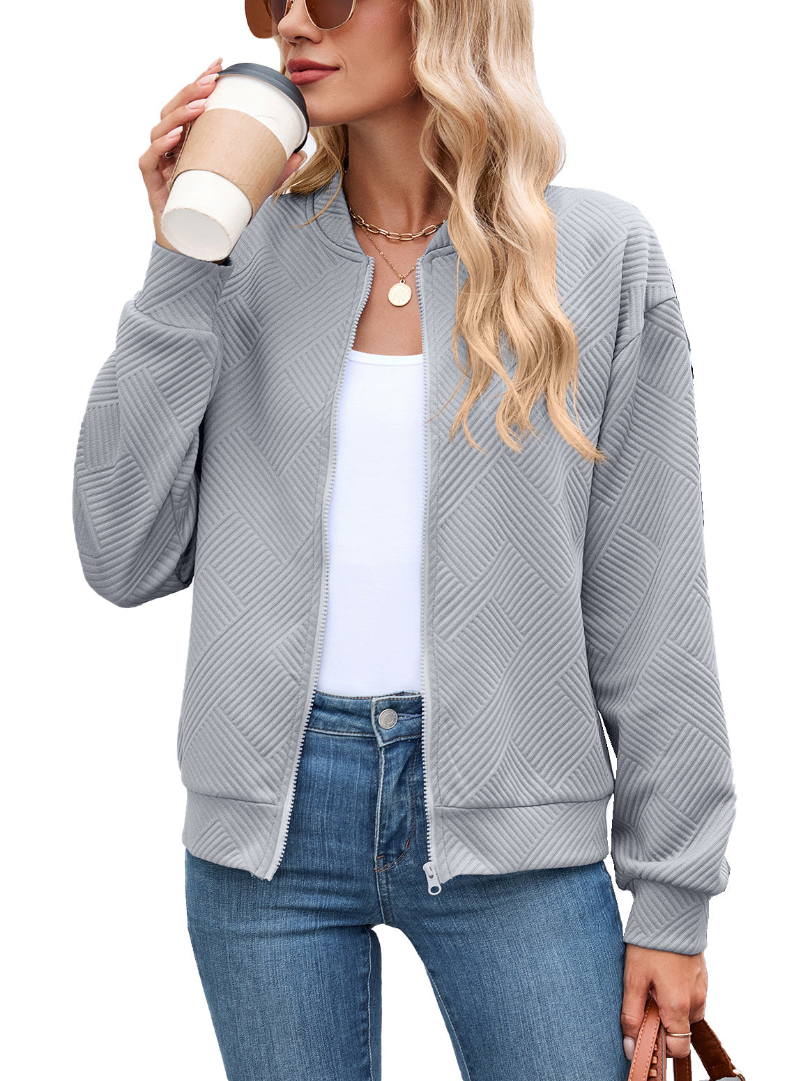 Harper | Women's Zip-Up Long Sleeve Bomber Jacket