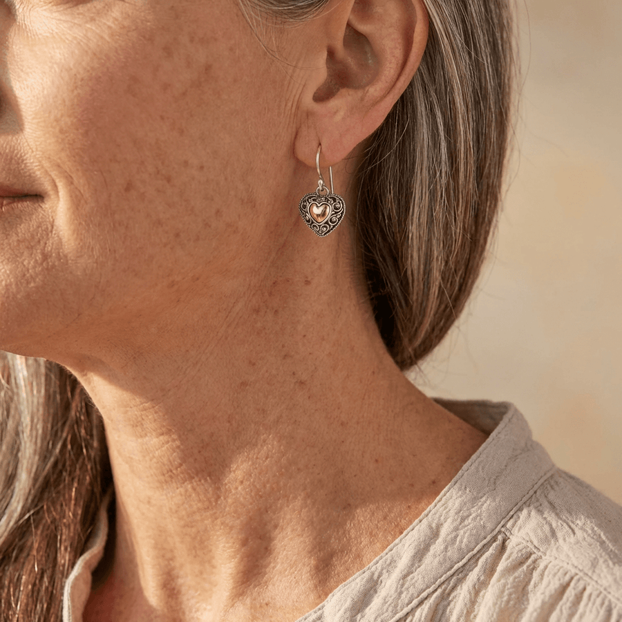 Vintage Heart-Shaped Filigree Drop Earrings