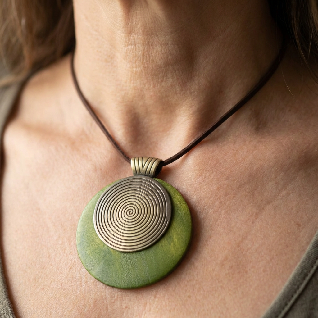 Bohemian Retro Style Spiral Medallion Pendant Long Necklace