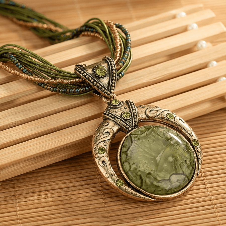 Bohemian Green Gold Necklace