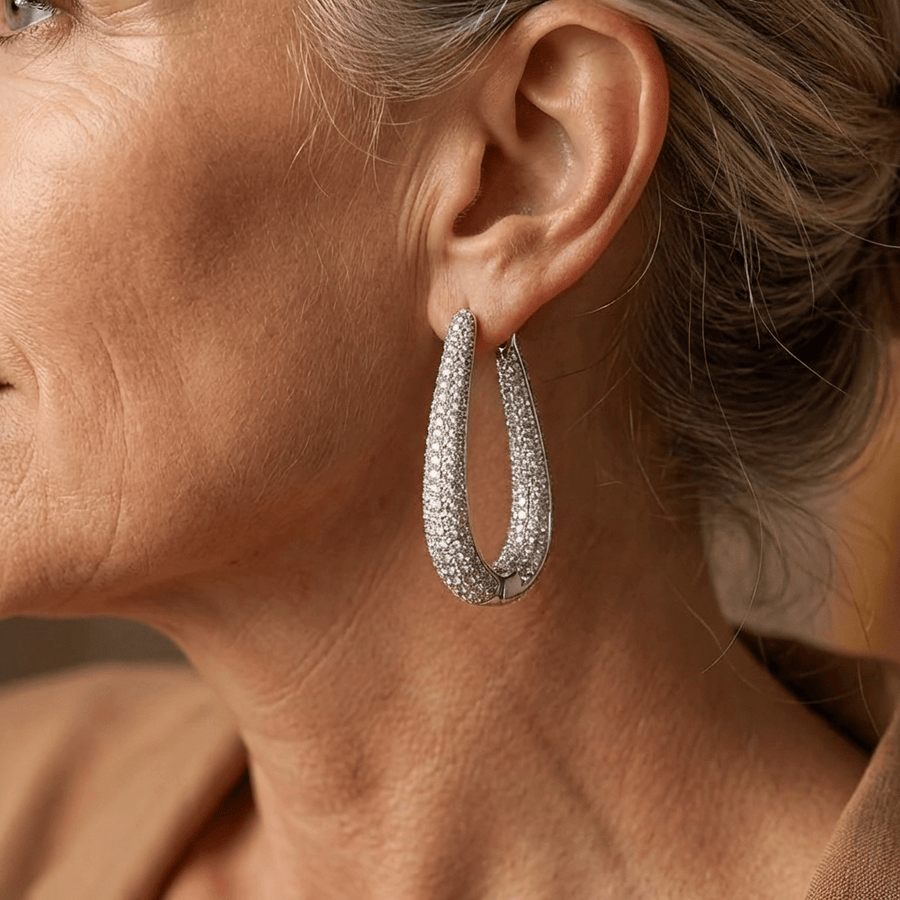 Elegant Cubic Synthetic Zirconia Hoop Earring