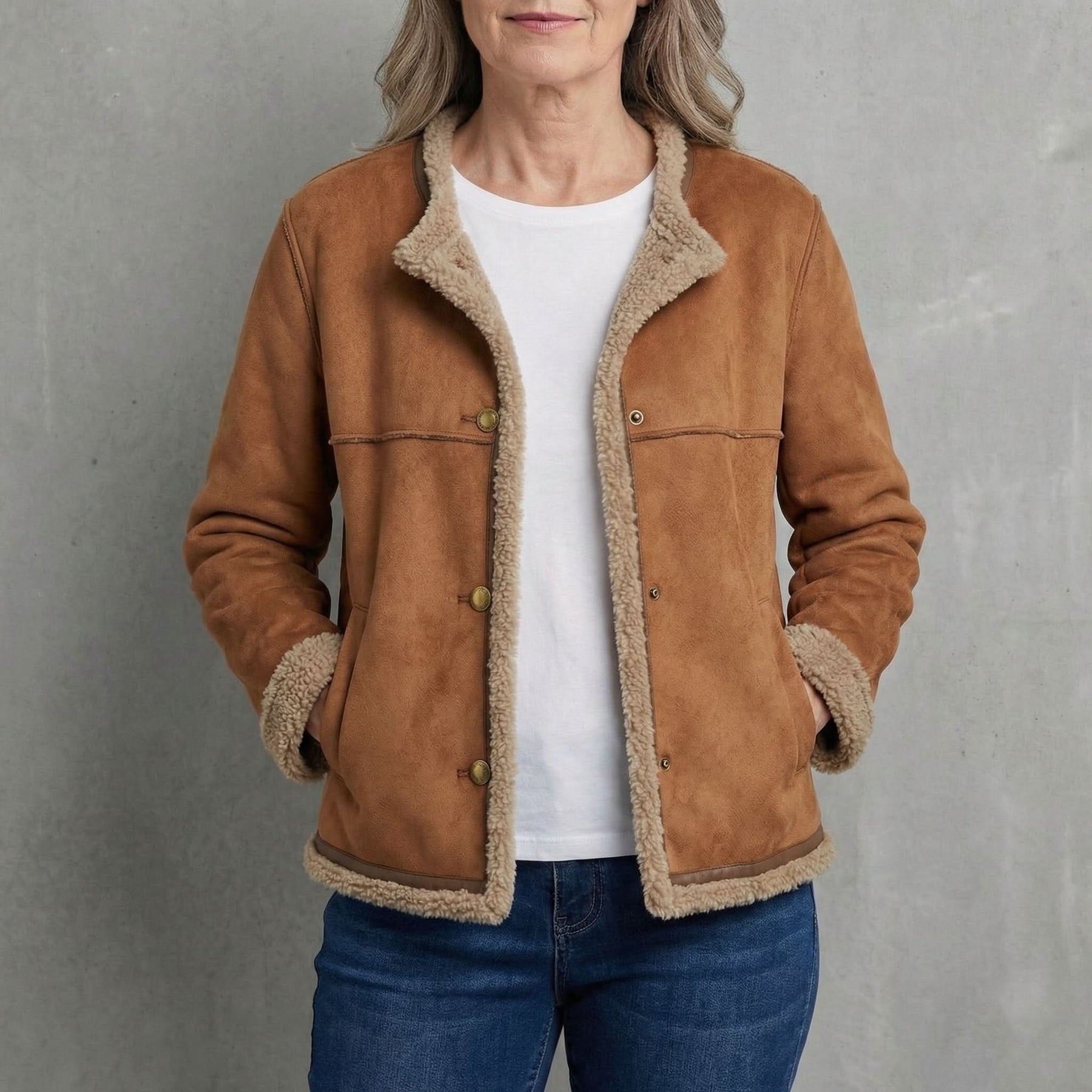RUBY COSY SHEARLING-LINED JACKET