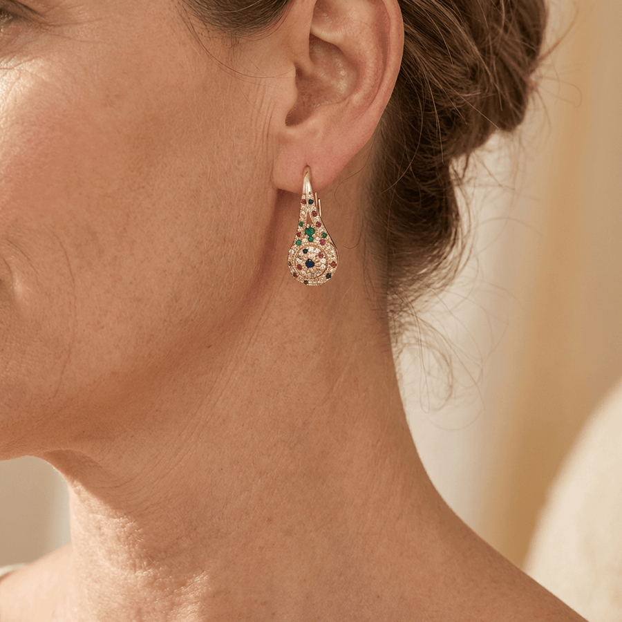 Elegant Retro Opulent Multi Hued Cubic Zirconia Earrings
