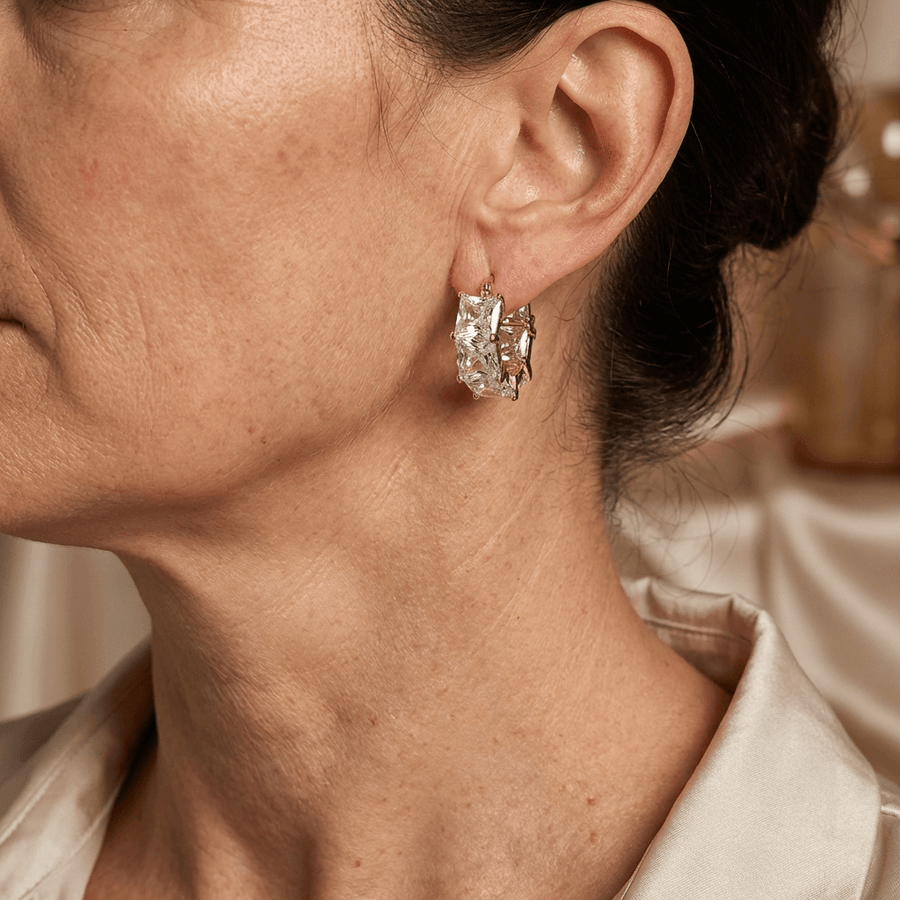 Vintage Boho Style Clear Cubic Zirconia Drop Earrings