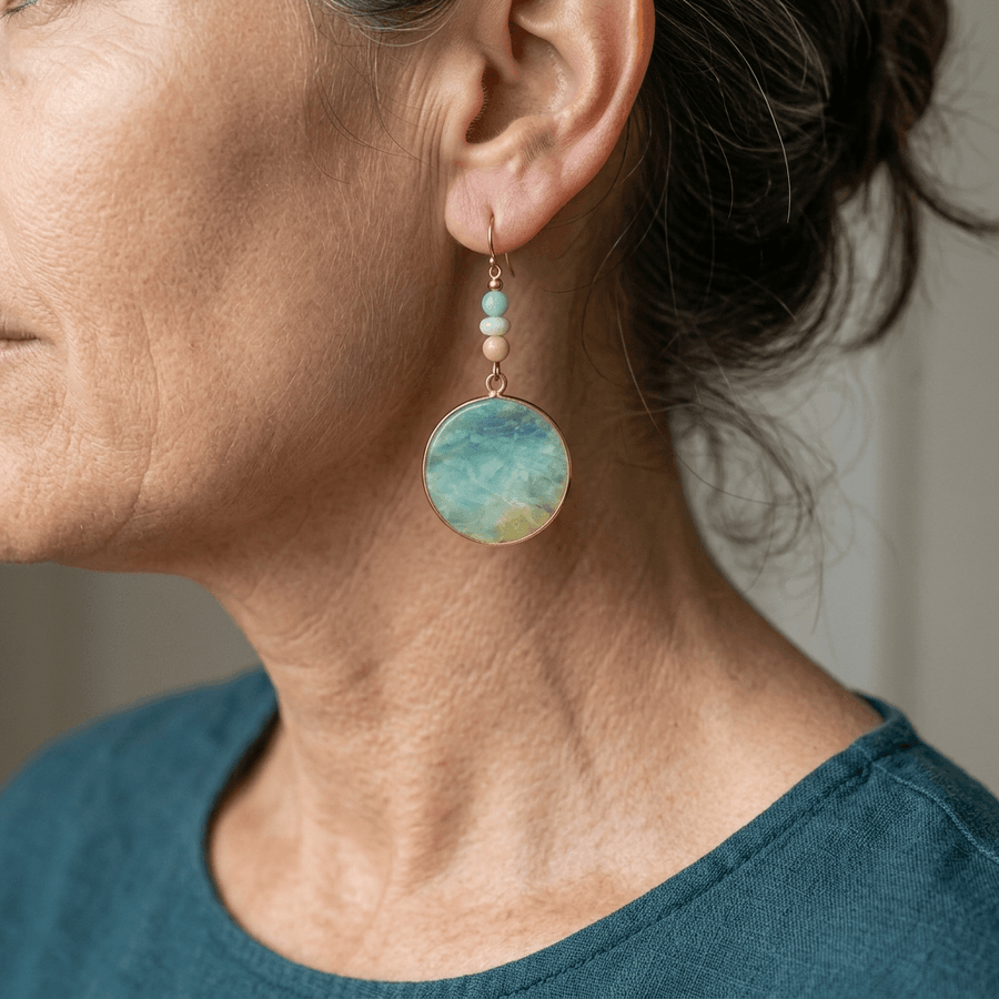 Bohemian Multicolor Natural Stone Pendant Drop Earrings