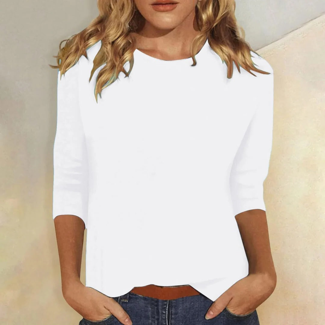 Stella | Crew Neck Top with Three-Quarter Sleeves for Women