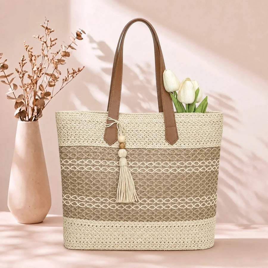 Mira | Boho Tassel Straw Tote