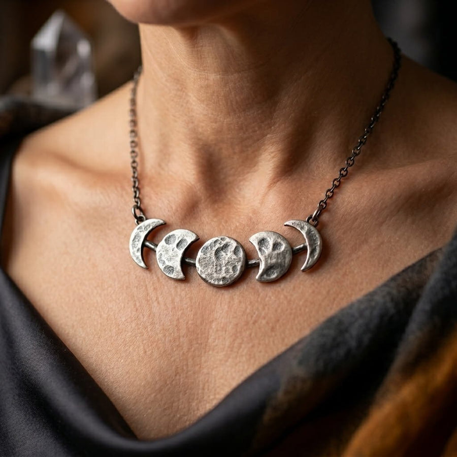 Silver Moon Circle Necklace