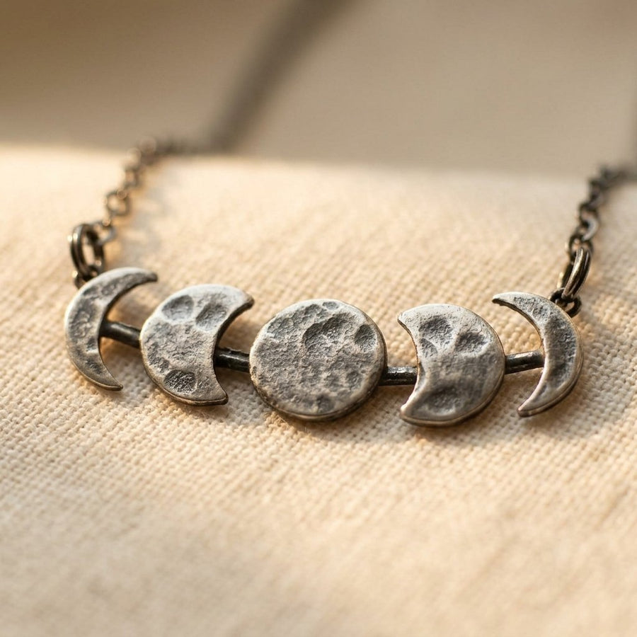 Silver Moon Circle Necklace