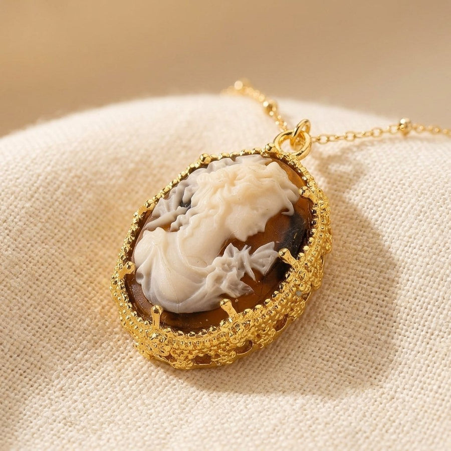 Vintage Goddess Head Pendant Necklace