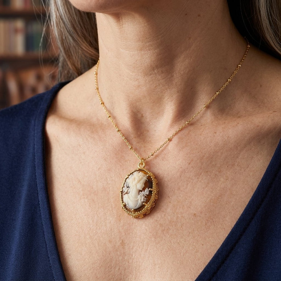 Vintage Goddess Head Pendant Necklace