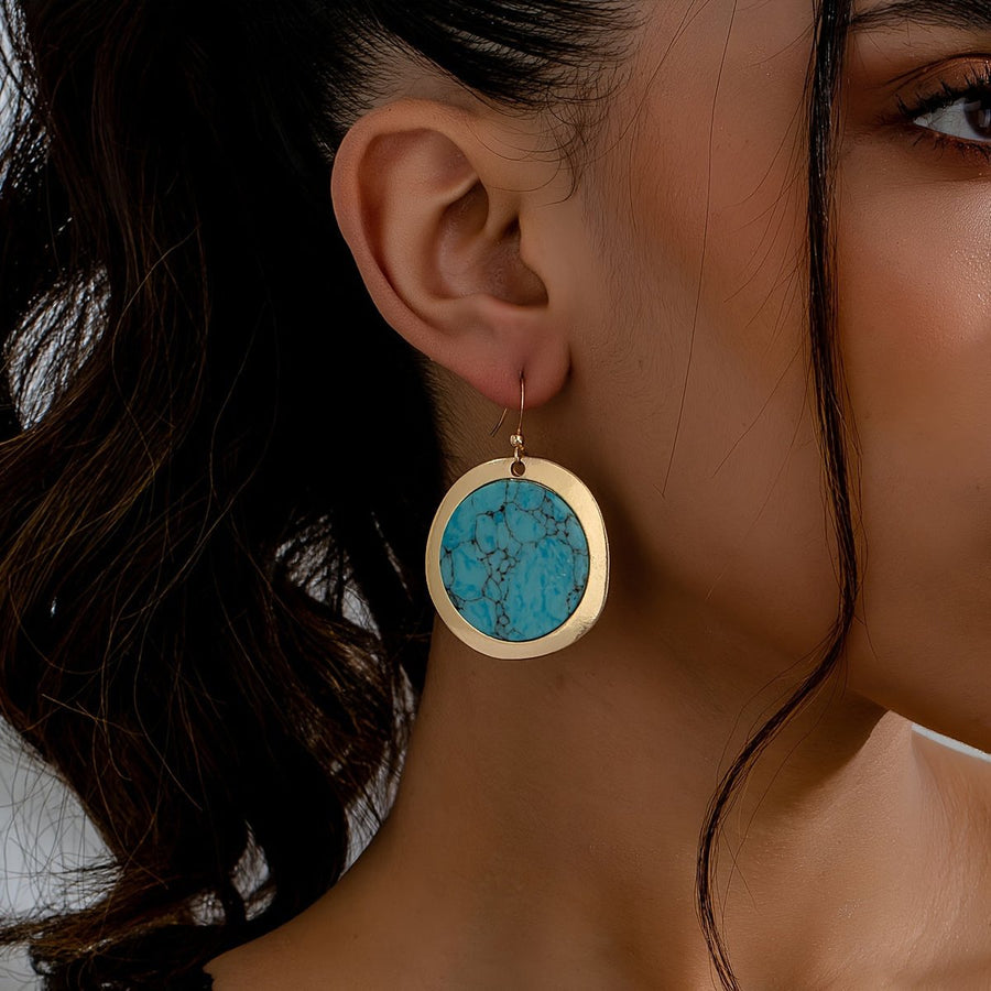 Turquoise Bohemian Round Earrings
