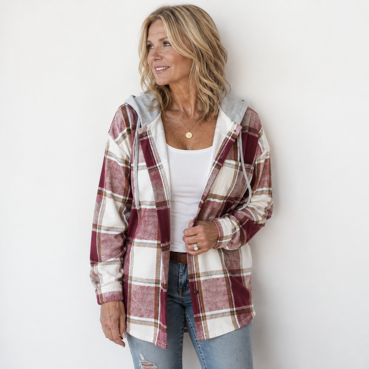 Kendra | Cozy Checked Jacket with Hood