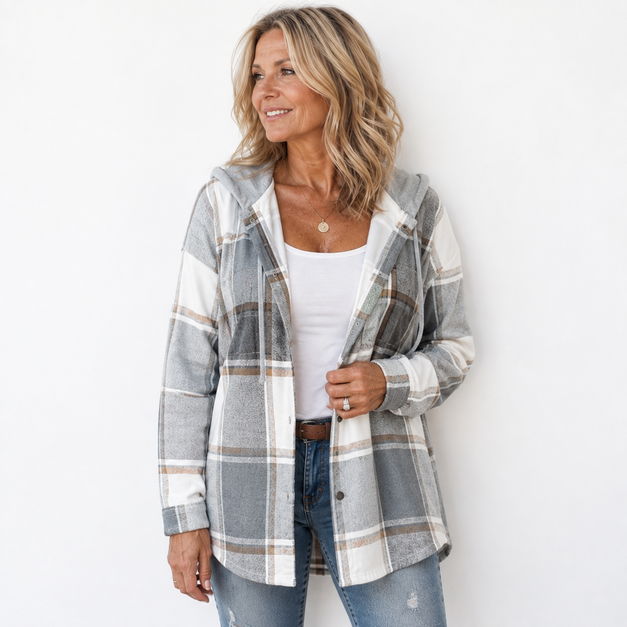 Kendra | Cozy Checked Jacket with Hood