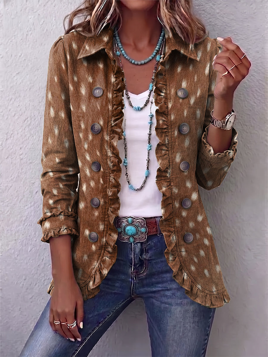 Nolinda™ | Boho Chic Ruffled Jacket with Animal Print