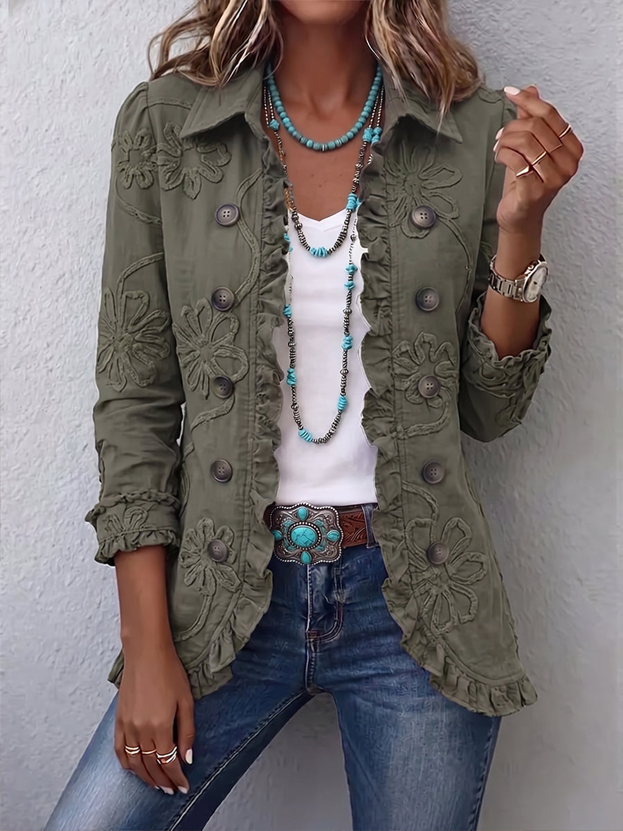 Josephine Embroidered Ruffle Jacket